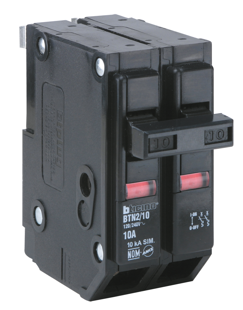 Bticino Interruptor Termomagnético 2 Polos B8 BTN2/30, 120V, 30A, Entrada 120 - 240V