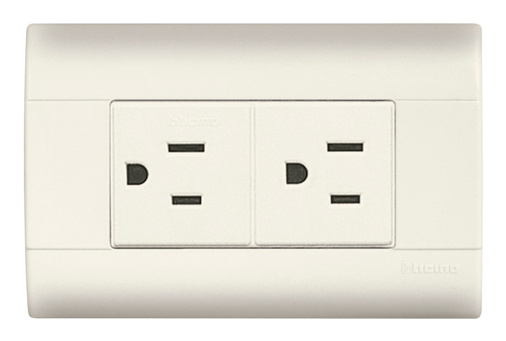 Bticino Tomacorriente E6028N, 2 Enchufes, 127V, 15A, Marfil
