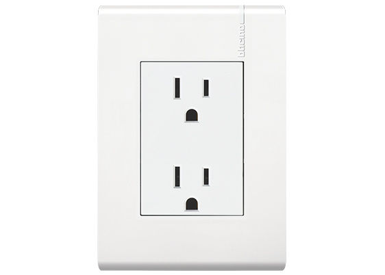 Bticino Tomacorriente E6028NPTL, 2 Enchufes, 127 - 250V, 15A, Blanco