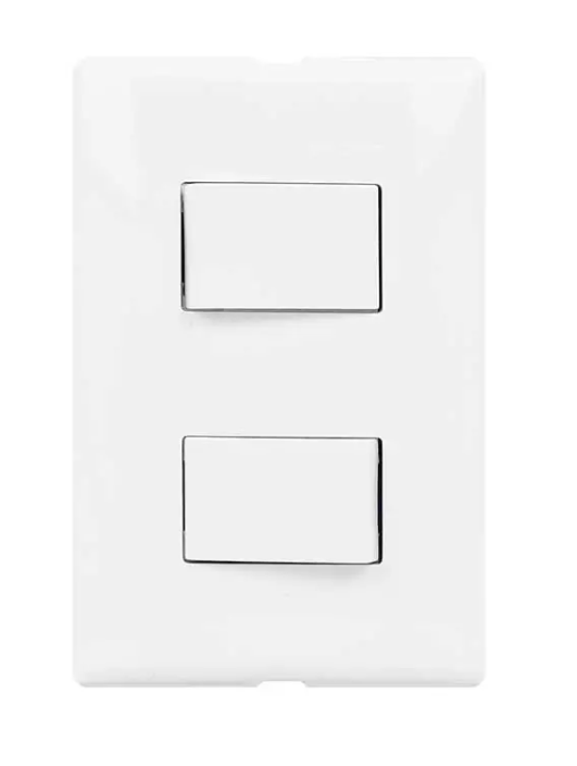 Bticino Placa con Apagador FZA512, 2 Interruptores, 127V, 10A, Blanco