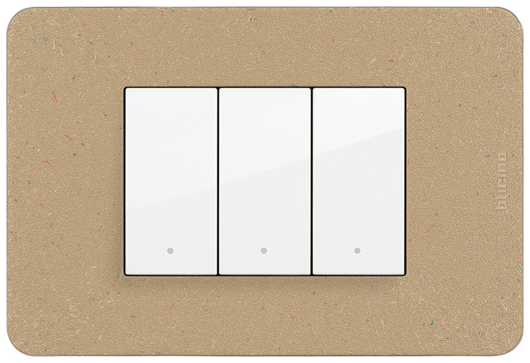 Bticino Placa de Pared JA4803BBQ, 3 Puertos, Natural