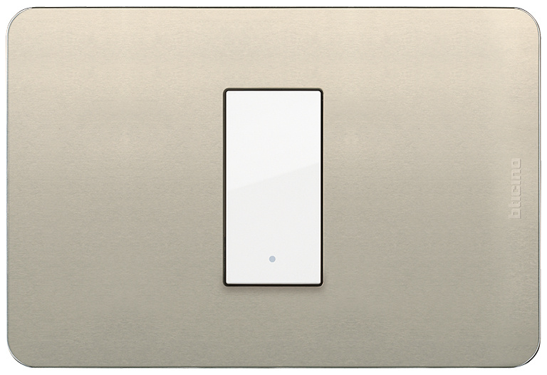 Bticino Placa de Aluminio para Pared JA4803M1APQ, 1 Puerto, Perla