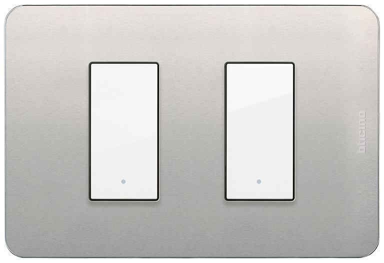 Bticino Placa de Aluminio para Pared JA4803M2AAQ, 2 Puertos, Natural