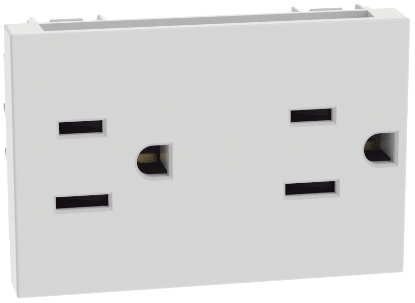 Bticino Tomacorriente JW4188Q, 2 Enchufes, 127 - 250V, 15A, Blanco