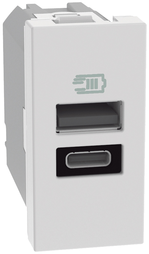 Bticino Tomacorriente JW4191ACQ, 1x USB-A + 1x USB-C, 127V, 3A, Blanco
