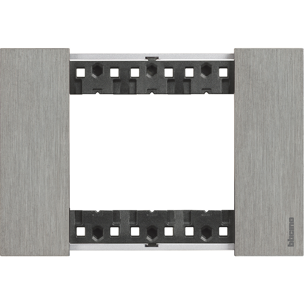 Bticino Placa de Pared KA4803ZG, 3 Puertos, Acero