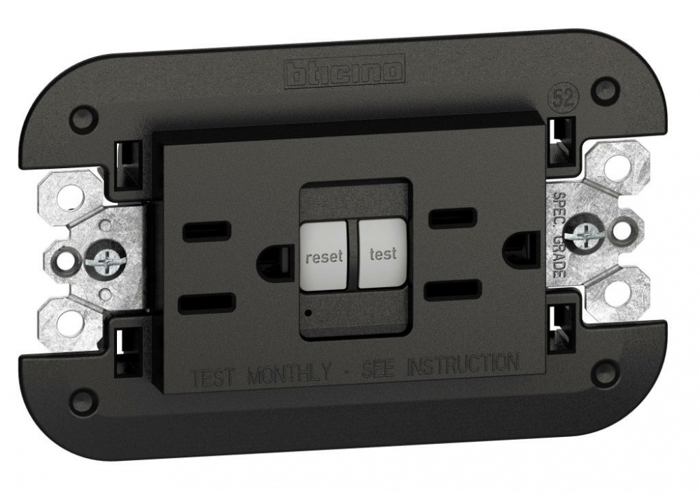 Bticino Tomacorriente KG4188GFG6, 2 Enchufes, 127V, 15A, Negro