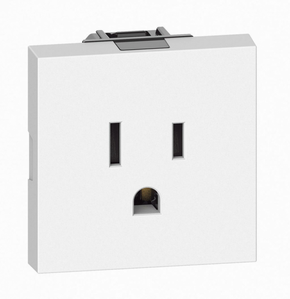 Bticino Tomacorriente KW4129, 1 Enchufes, 127 - 277V, 15A, Blanco