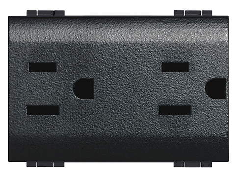 Bticino Tomacorriente Polarizado L4188, 2 Enchufes, 127 - 277V, 15A, Negro