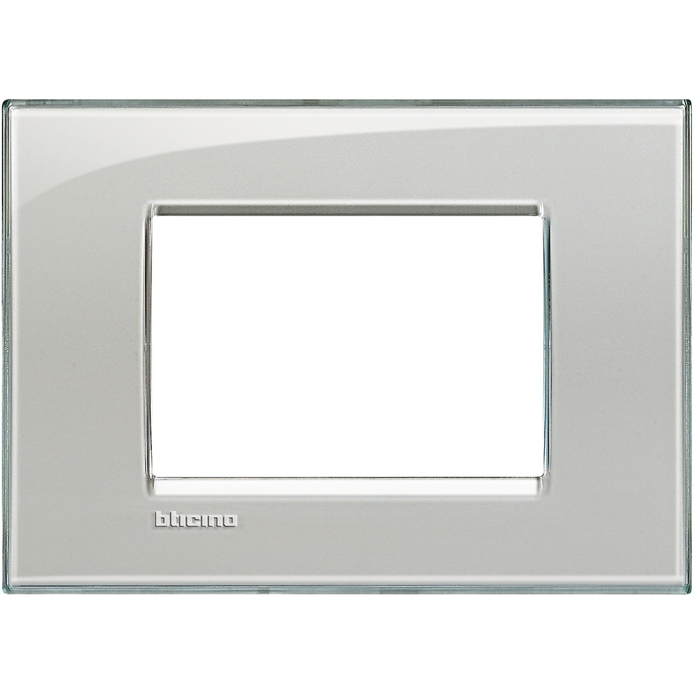 Bticino Placa de Pared LNA4803KG, 3 Puertos, Gris