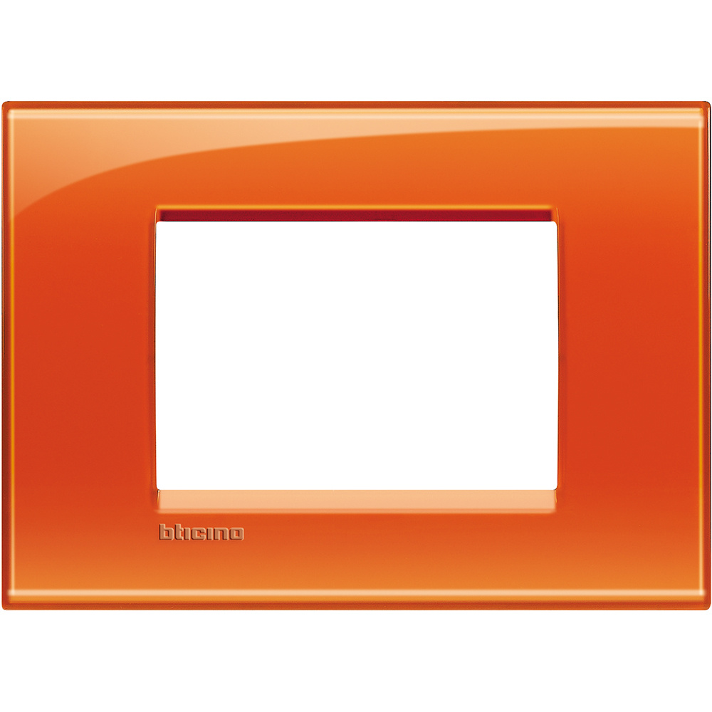 Bticino Placa de Pared LNA4803OD, 3 Puertos, Naranja