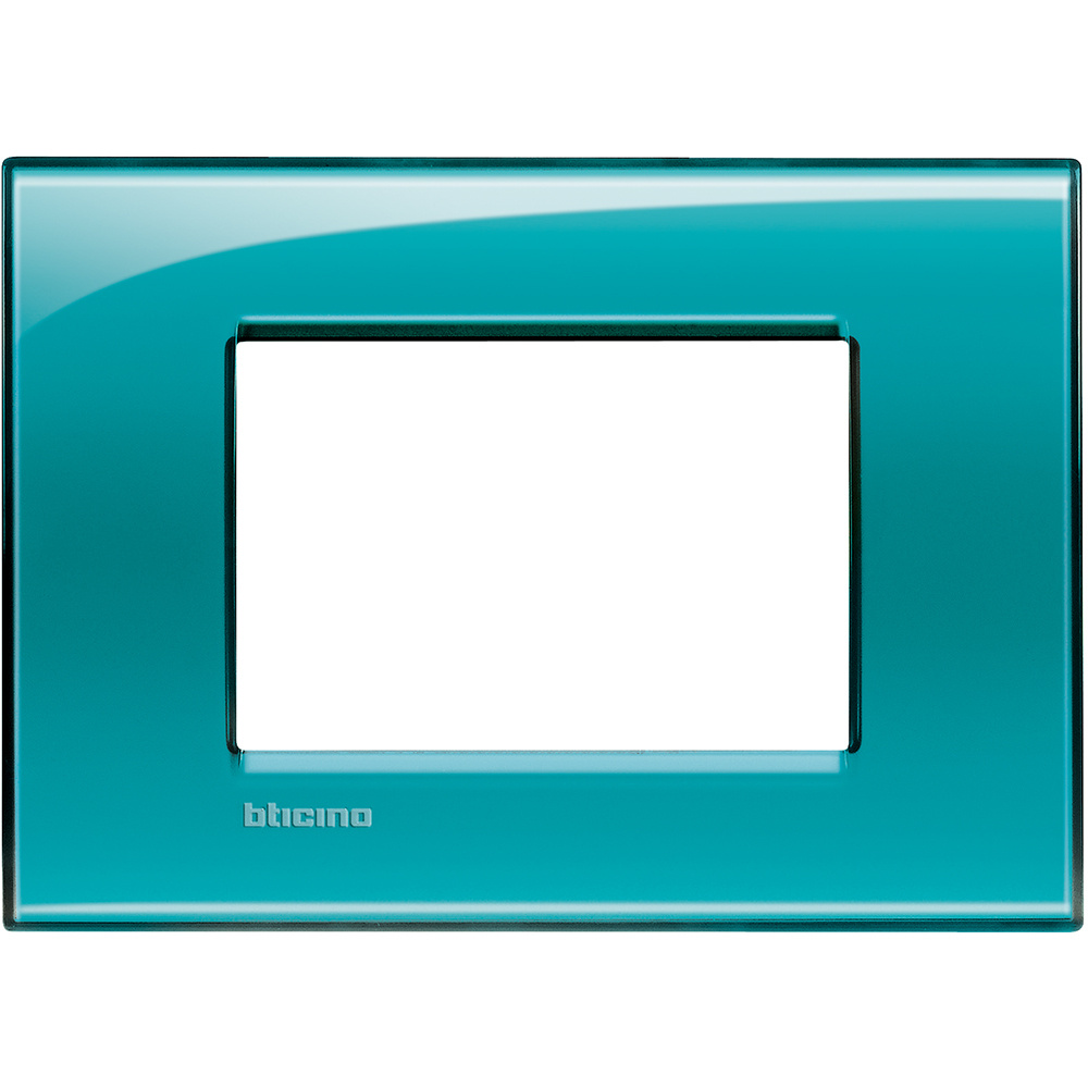 Bticino Placa de Pared LNA4803VD, 3 Puertos, Verde