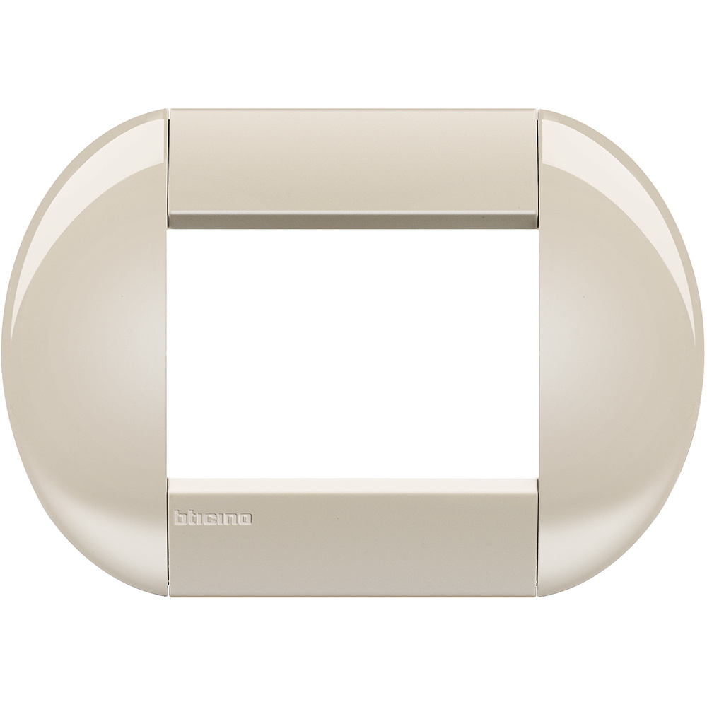 Bticino Placa de Pared LNB4803CL, 3 Puertos, Beige