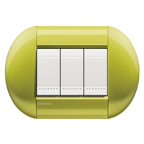 Bticino Placa de Pared LNB4803CT, 3 Puertos, Cítrico