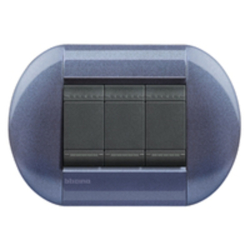 Bticino Placa de Pared LNB4803GP, 3 Puertos, Grape