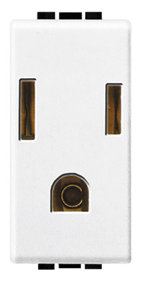 Bticino Tomacorriente N4129, 1 Enchufe,  127 - 277V, 15A, Blanco