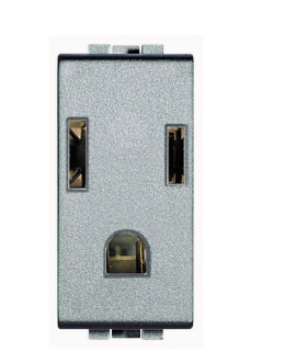 Bticino Tomacorriente NT4129, 1 Enchufes, 127 - 277V, 15A, Gris