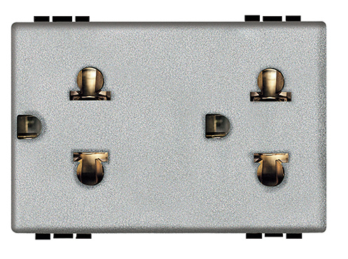 Bticino Tomacorriente NT4185S, 2 Enchufes, 127 - 277V, 15A, Gris