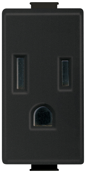 Bticino Tomacorriente QZ5028TB, 1 Enchufe,  127 - 277V, 15A, Negro