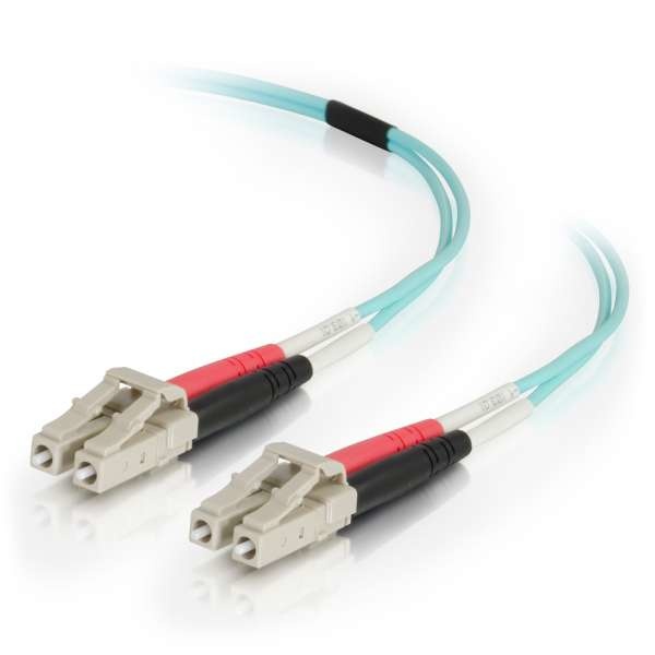 C2G Cable Fibra Óptica Dúplex Multimodo OM4 LC Macho - LC Macho, 50/125, 25 Metros, Aqua