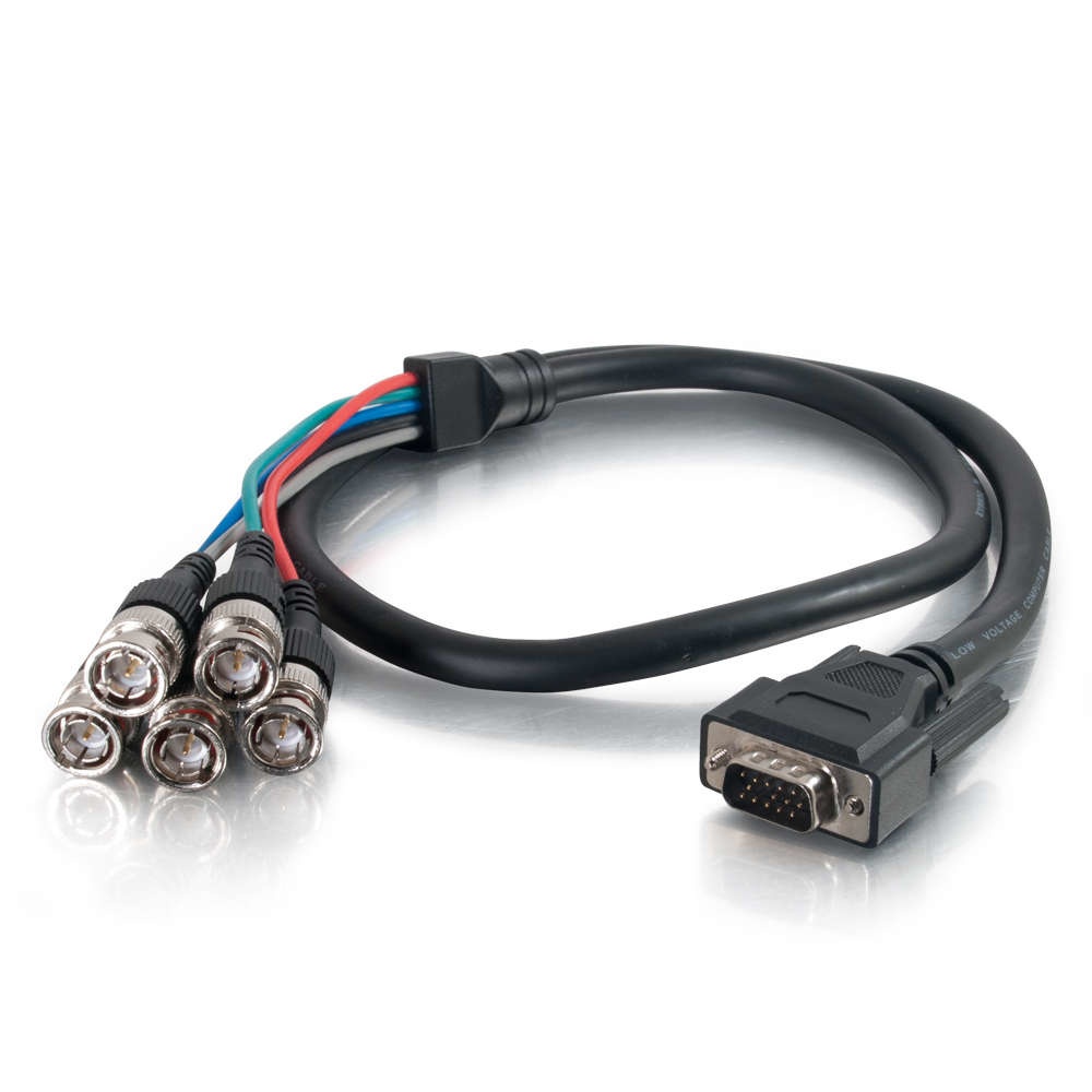 Cable VGA A 5 BNC De 1.5 M: Conector Chapado En Oro, Para Monitores Y Proyectores De Alta Resolución