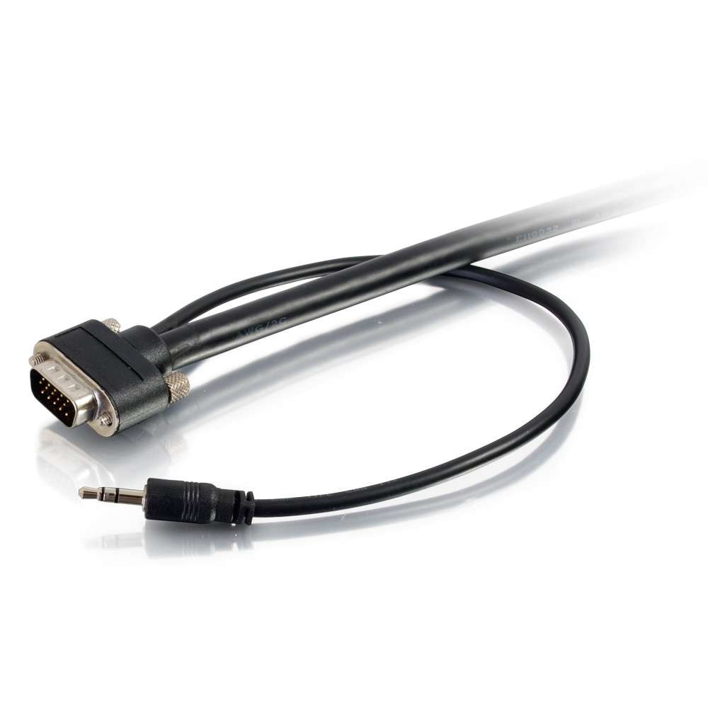 C2G Cable Stereo VGA + 3.5mm Macho - VGA + 3.5mm Macho, 7.6 Metros, Negro