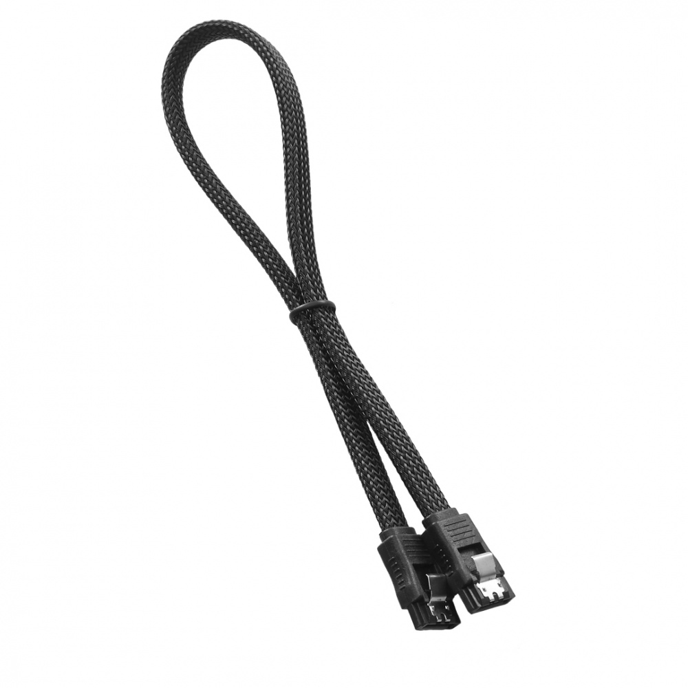 CableMod Cavo SATA 3 Angolare 30 Cm Nero - ModMesh Right Angle Per Alimentatore PC, Connettore A Gomito, Qualità Premium Per Principianti Ed Esperti