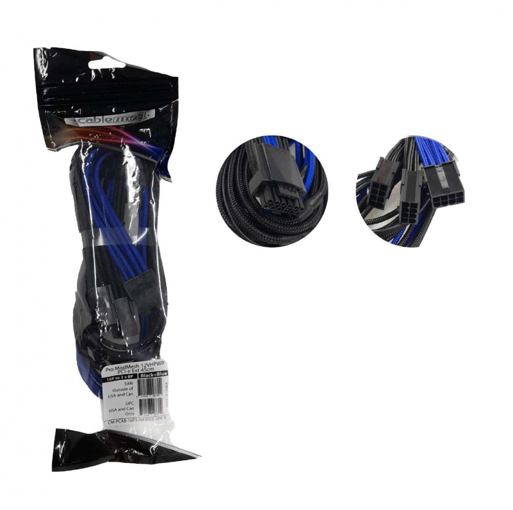 Cablemod Cable de Poder PCI-E 16-pin Macho - PCI-E 16-pin Hembra, 45cm, Negro/Azul