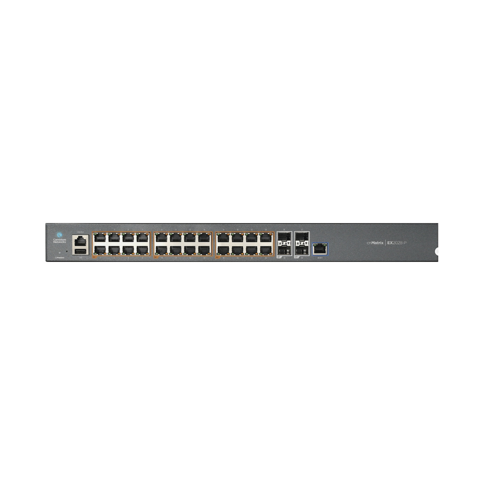 Switch Cambium Networks EX2028-P, 24 Puertos Gigabit Ethernet 10/100/1000 24 x No disponible 400W, 4 Puertos SFP+, 128 Gbit/s, 16384 Entradas, Administrado
