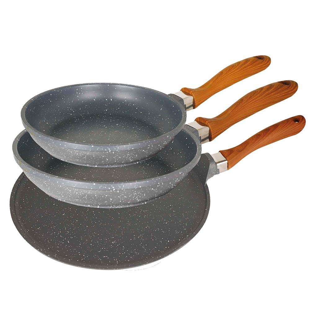 Casa Litus Juego de Sartenes Cartagena, 3 Piezas, Antiadherente, Aluminio, Multicolor 