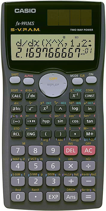 Casio Calculadora Científica FX-991MS, 12 Dígitos, Batería/Energía Solar, Negro