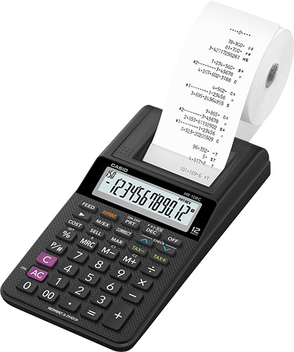 Casio Calculadora de Escritorio HR-10RC, 12 Dígitos, Batería, Negro