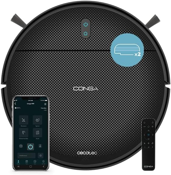 Cecotec Aspiradora Inteligente Conga 999 Origin X-Treme, Negro