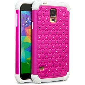 Cellairis Funda Hybrid Ripple para Samsung Galaxy S5, Rosa/Blanco