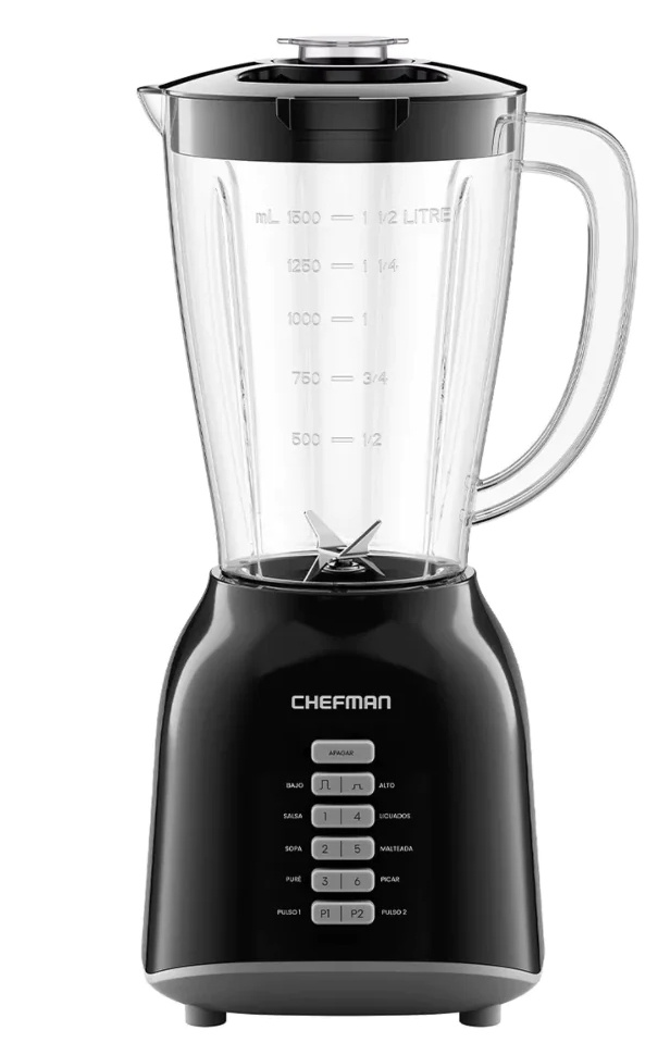 Chefman Licuadora RJ27-15-PJ, 1.5 Litros, 400W, 8 Velocidades, Negro 