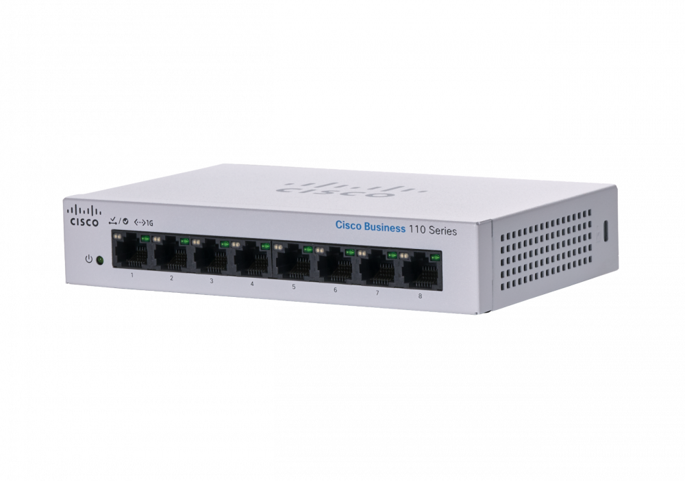 Switch Cisco Gigabit Ethernet Business 110, 8 Puertos 10/100/1000Mbps, 16 Gbit/s, 8000 Entradas - No Administrable