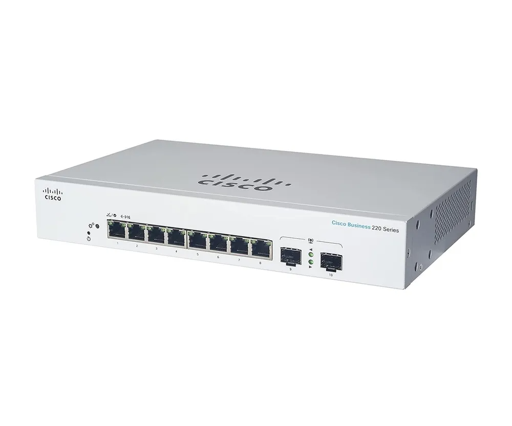 Switch Cisco Gigabit Ethernet Business CBS220, 8 Puertos 10/100/1000 Mbps + 2 SFP, 20 Gbit/s, 8192 Entradas  - Administrable ― Envío gratis limitado a 50 unidades por cliente