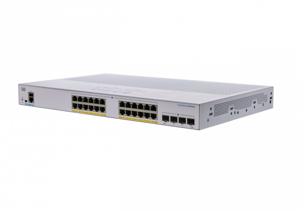 Switch Cisco Gigabit Ethernet CBS250 Series, 24 Puertos 10/100/1000Mbps + 4 Puertos SFP, 56 Gbit/s, 8.000 Entradas - Administrable