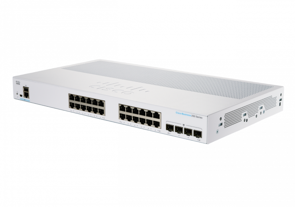 Switch Cisco Gigabit Ethernet Business CBS250, 24 Puertos 10/100/1000Mbps + 4 Puertos SFP,  8.000 Entradas - Administrable