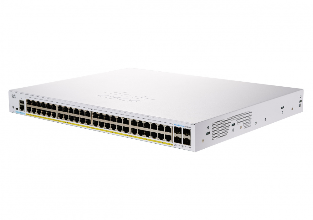 Switch Cisco Gigabit Ethernet Smart Business CBS250, 48 Puertos PoE+ 10/100/1000Mbps + 4 Puertos SFP, 1000 Mbit/s, 8.000 Entradas - Administrable
