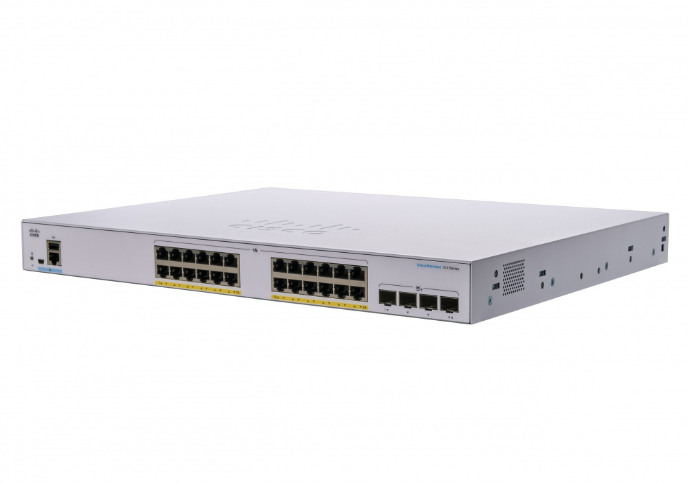 Switch Cisco Gigabit Ethernet CBS350, 24 Puertos PoE 10/100/1000Mbps + 4 Puertos SFP+, 1000 Mbit/s, 16.000 Entradas - Administrable