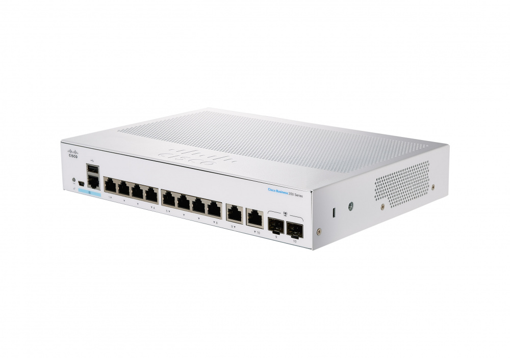 Switch Cisco Gigabit Ethernet CBS350 Series, 8 Puertos 10/100/1000Mbps + 2 Puertos Combo SFP, 20 Gbit/s, 16.000 Entradas - Administrable