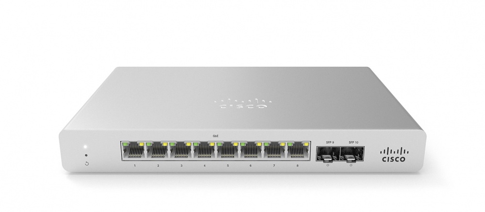 Switch Cisco Meraki Gigabit Ethernet MS120-8FP, 8 Puertos PoE 1GbE + 2 Puertos 1GbE SFP, Full PoE 124W, 20 Gbit/s, 16.000 Entradas - Administrable