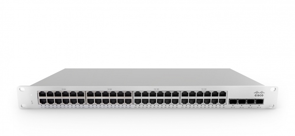 Switch Cisco Meraki Gigabit Ethernet MS210-48LP, 48 Puertos PoE 1GbE + 4 Puertos 1GbE SFP, Low PoE 370W, 176 Gbit/s, 32.000 Entradas - Administrable
