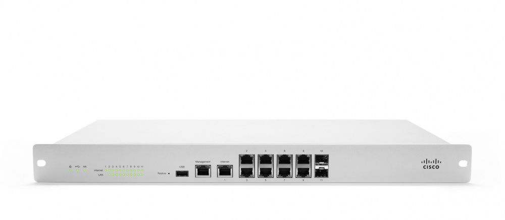 Router Cisco Meraki con Firewall MX100, Alámbrico, 750 Mbit/s, 10x RJ-45, 2x SFP ― Requiere trámite de NOM, causando tiempo de entrega extendido