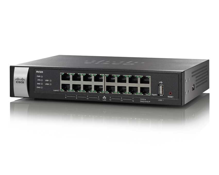 Router Cisco Ethernet RV325 Dual WAN VPN, 16x RJ-45, 2x USB