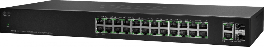 Switch Cisco Fast Ethernet SF112-24, 24 Puertos 10/100Mbps + 2 Puertos SFP, 8.8 Gbit/s - No Administrable