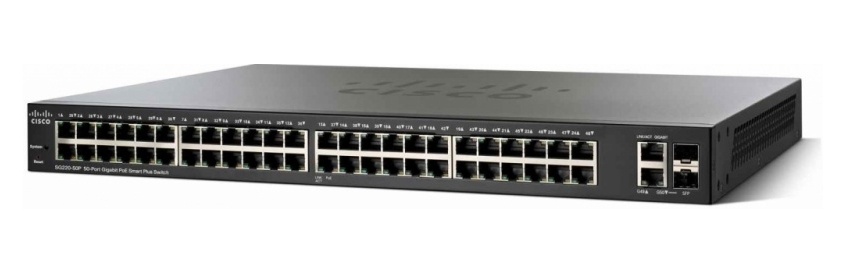 Switch Cisco Gigabit Ethernet SG220-50, 48 Puertos 10/100/1000Mbps + 2 Puertos SFP+, 100 Gbit/s, 8192 Entradas - Administrable