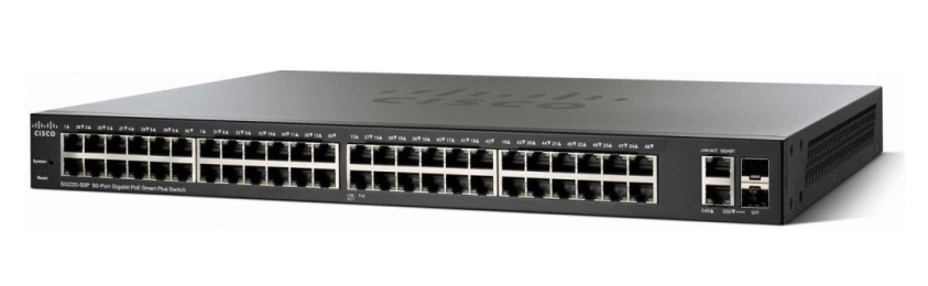 Switch Cisco Gigabit Ethernet SG220-50P PoE 375W, 48 Puertos 10/100/1000Mbps + 2 Puertos SFP, 100 Gbit/s, 8192 Entradas - Administrable