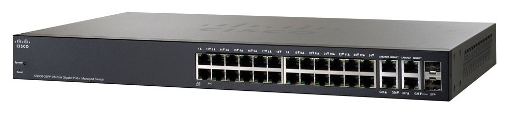 Cisco SG300-28P-K9 28-Port PoE Gigabit Managed Switch – Refurbished, Rack Mountable